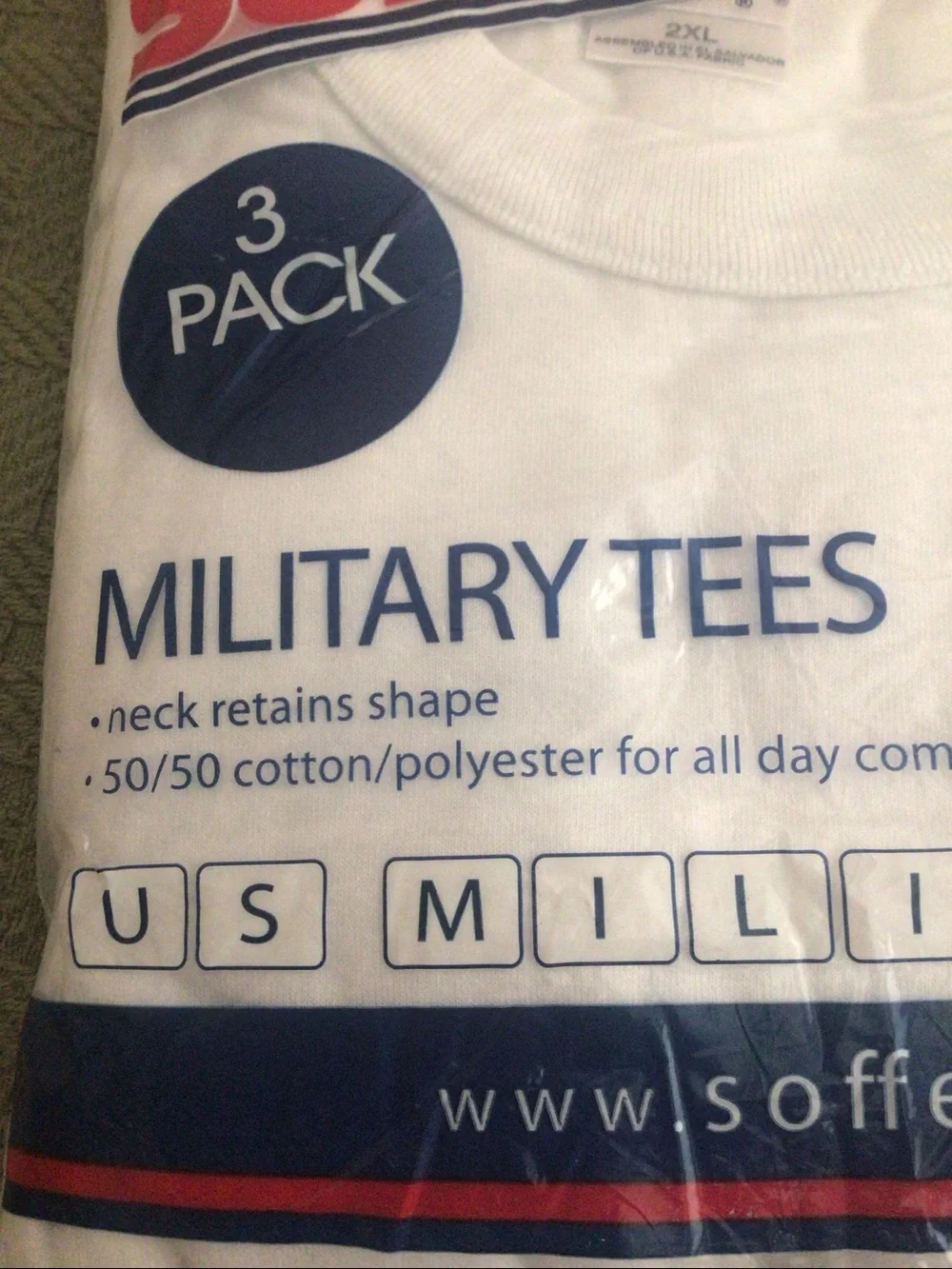 Soffe 3-Pack White Military Tees 50/50 vintage NWT 2XL